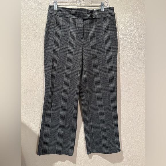 New York and Company Stretch plaid print pedal pusher trousers sz L - Picture 1 of 5